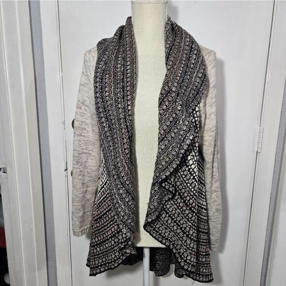 Sioni Studio Open Cardigan Neutral Colors Longer In Back Sz Small - Picture 10 of 11